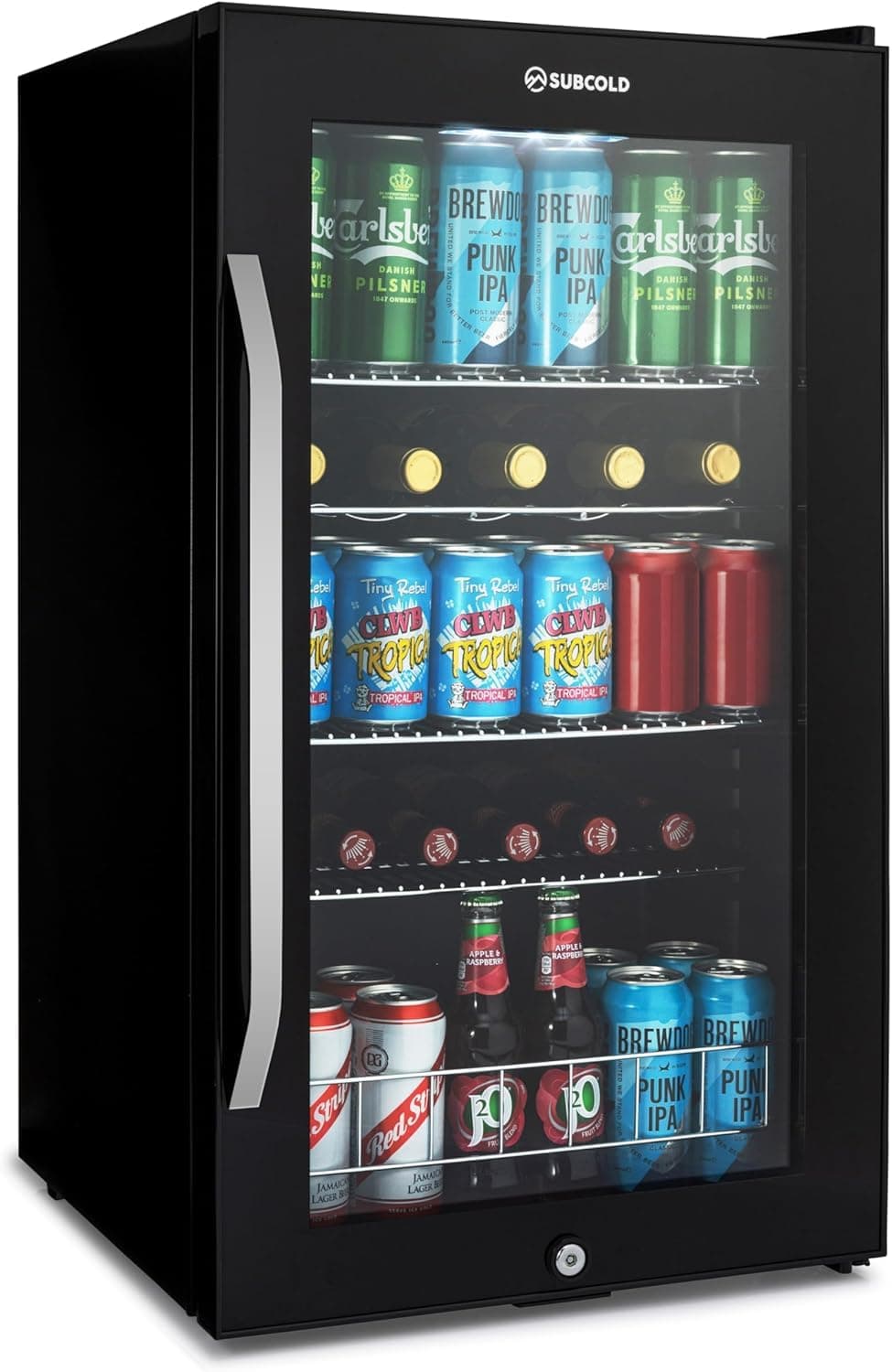 Subcold Ace90 LED Touch Control Beer Fridge With Glass Door | Premium Drinks & Wine Fridge | Black Alu Handle, Auto Defrost, Lockable | 91 Cans | Ideal for Home Bar Undercounter — view 10