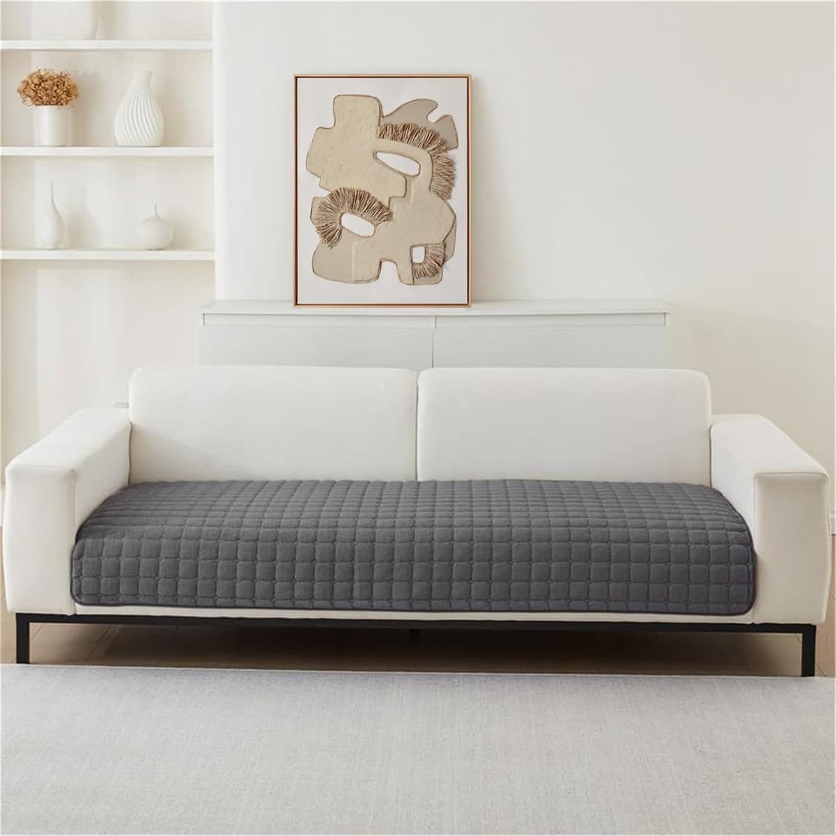 LINGKY Soft Flannel Sofa Covers Washable - Sofa Cushion Covers, Non-Slip Sofa Cover 1 2 3 Seater Couch Covers for Sectional Sofa, Sofa Slipcovers L Shape Furniture Protector (Grey, 70x70cm) — view 8