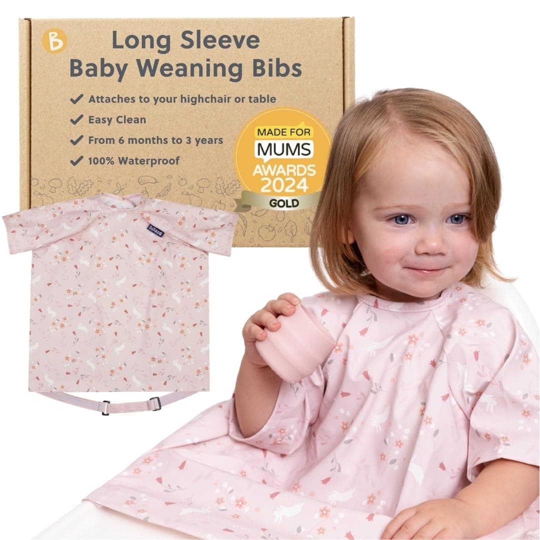 BIBaDO - Short Sleeve Baby Bibs - Babies & Toddlers 6-36 Months - Coverall Baby Weaning Bib - Easy Wipe Clean & Soft Fabric - Attach to Highchair & Tables - Waterproof - Machine Washable - Baby Gifts — view 6