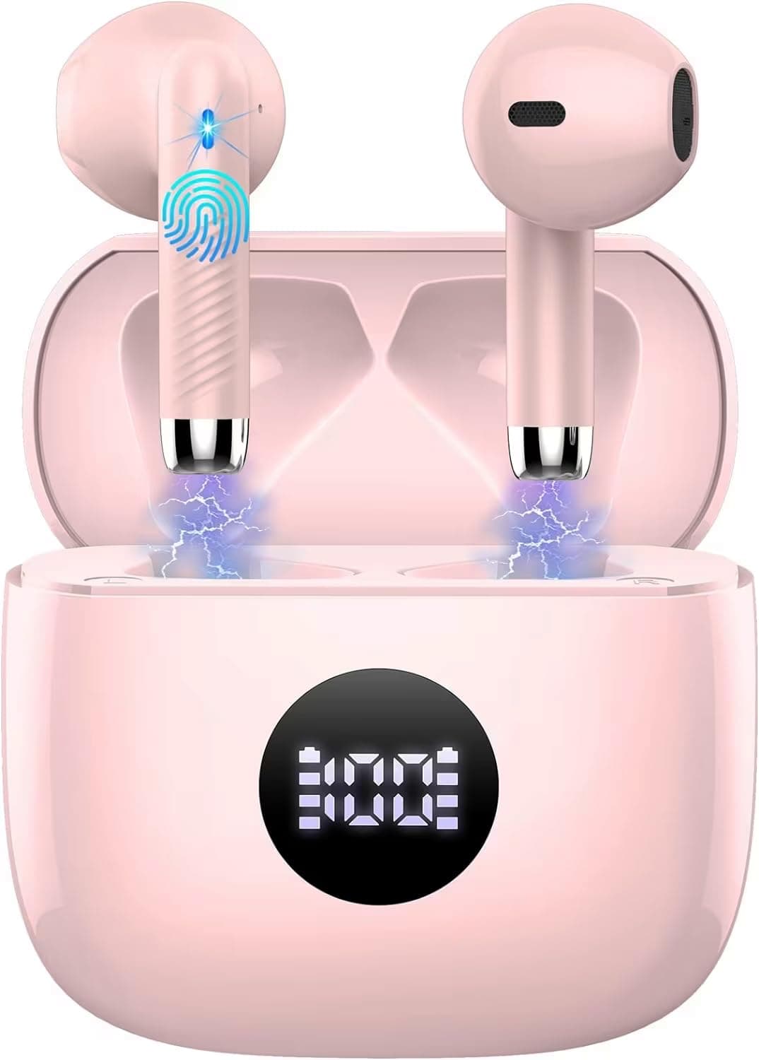 Wireless Earbuds, Bluetooth 5.4 Headphones in Ear with 4 ENC Noise Cancelling Mic, Bluetooth Earbuds 40Hrs Playtime, HiFi Stereo Deep Bass Wireless Earphones, IP7 Waterproof USB-C Fast Charge White — view 20