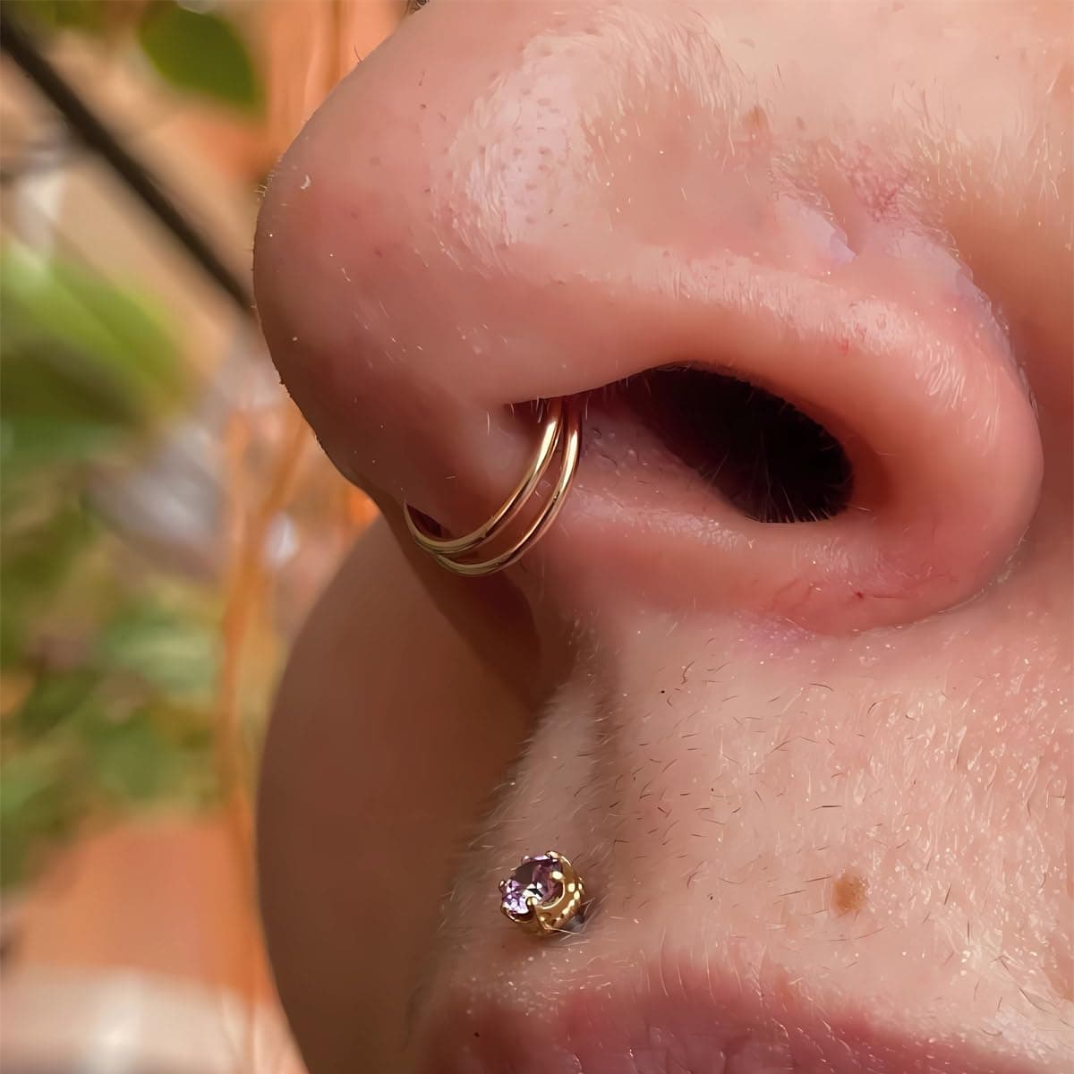 Body CAC 0.8mm/1.0mm/1.2mm/1.6mm/2.0mm/3.0mm/4.0mm/5.0mm/6.0mm Steel Hypoallergenic Clicker Hinged Nose Septum Ring Hoop with Colour Gold-Silver tone-Black-Rose gold — view 3