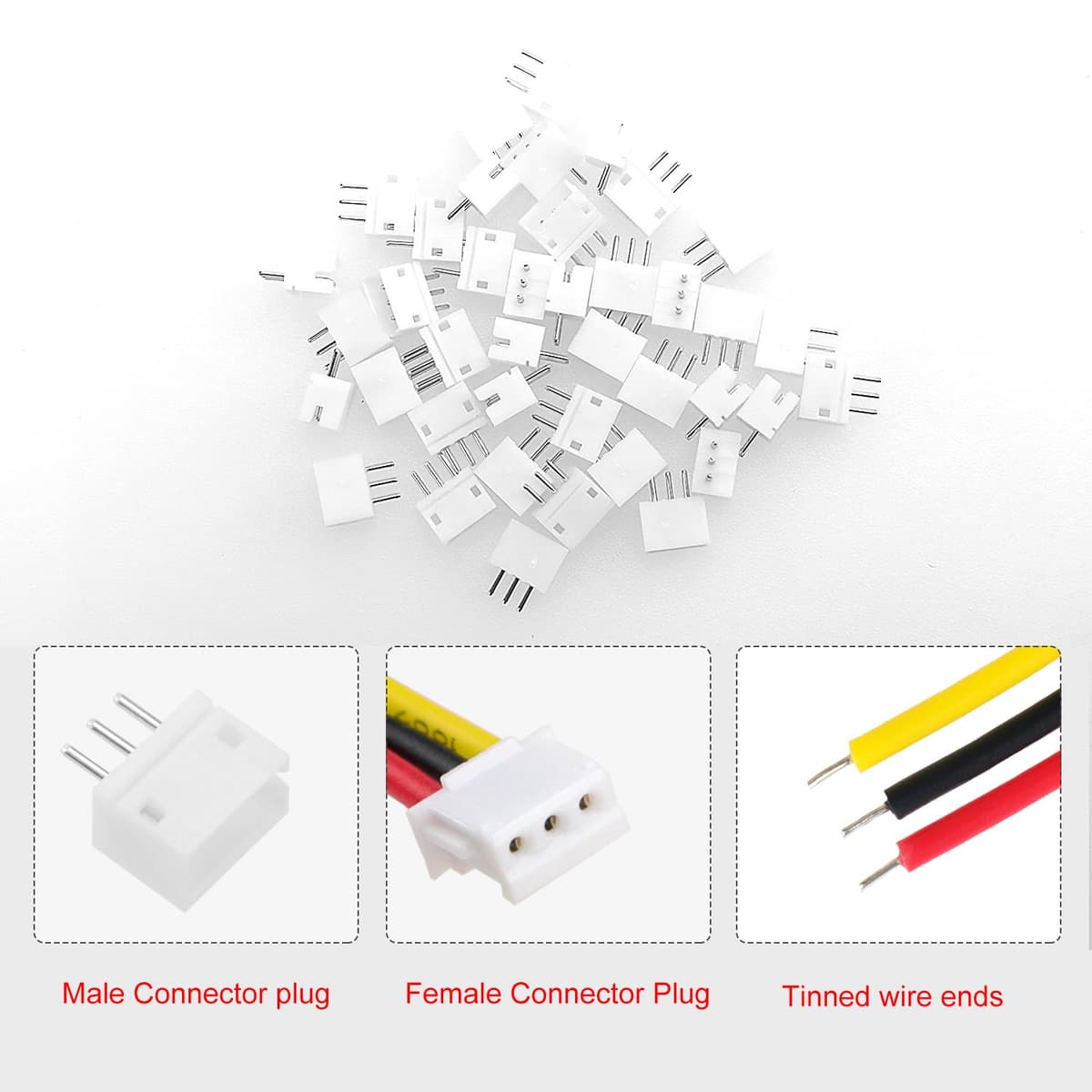 40 Juegos Conectores JST 1.5 ZH, Mini Micro JST ZH 3 Pin Conector Macho con Cable de 150mm 26AWG y Hembra — view 3