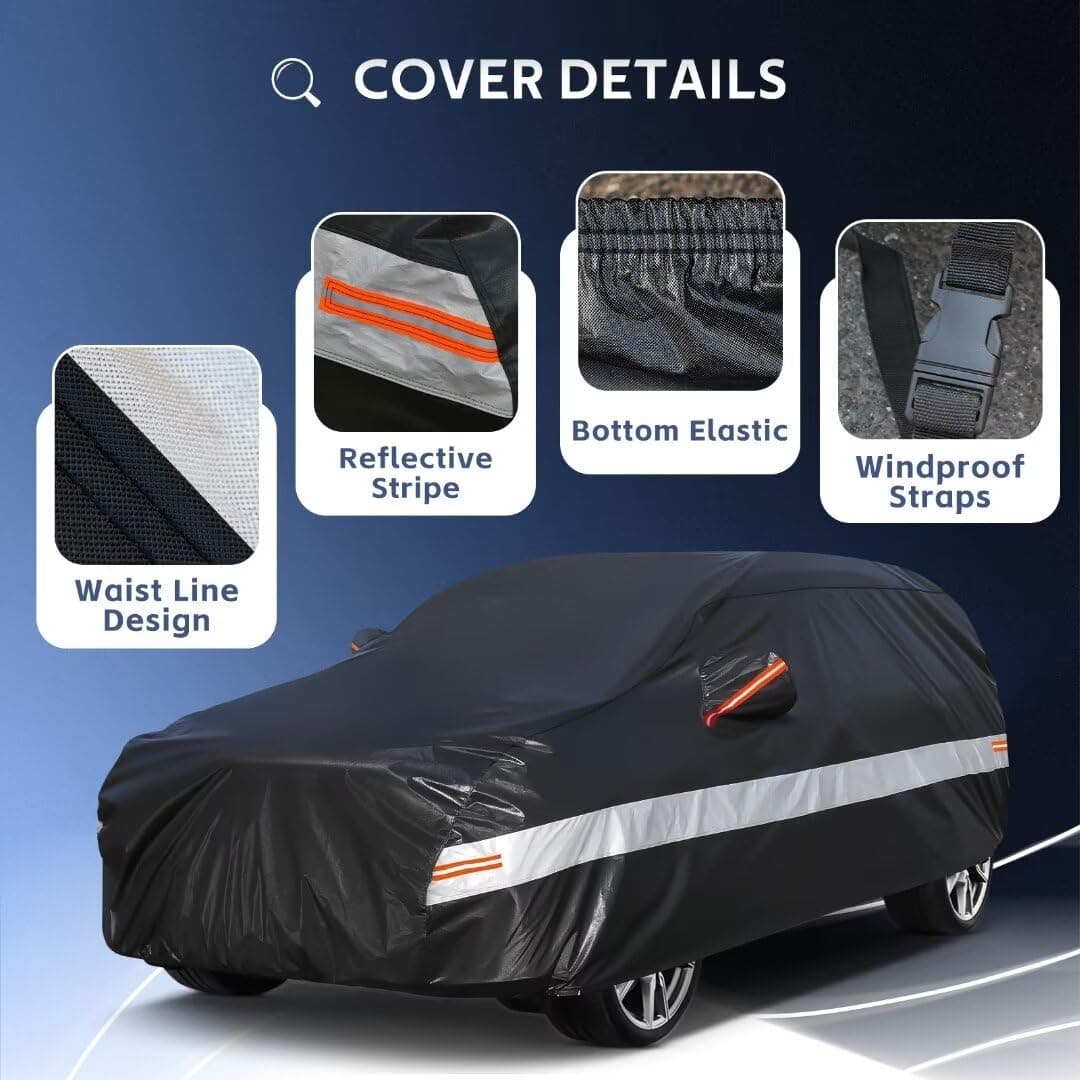 Funda Coche SUV Exterior de 10 Capas, Cubierta Coche 4x4 Impermeable, Cubre Coche Protector de Sol, Capa para Carro Apto para Audi Q7, BMW X5, Mercedes GLE, Porsche Cayenne,etc. C12 Negro — view 2