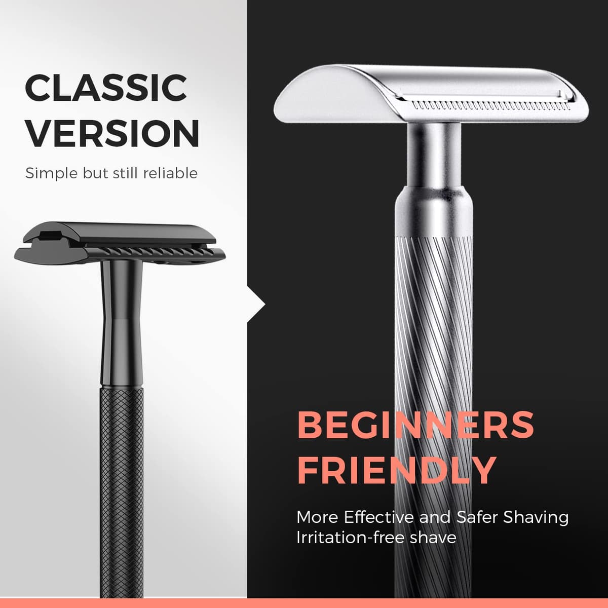 ZOMCHI Maquinilla de Afeitar de Seguridad de Doble Filo para Hombres y Mujeres, de Metal Premium con 10 Hojas de Doble Filo, de Una Sola Hoja - Plata Noble — view 5