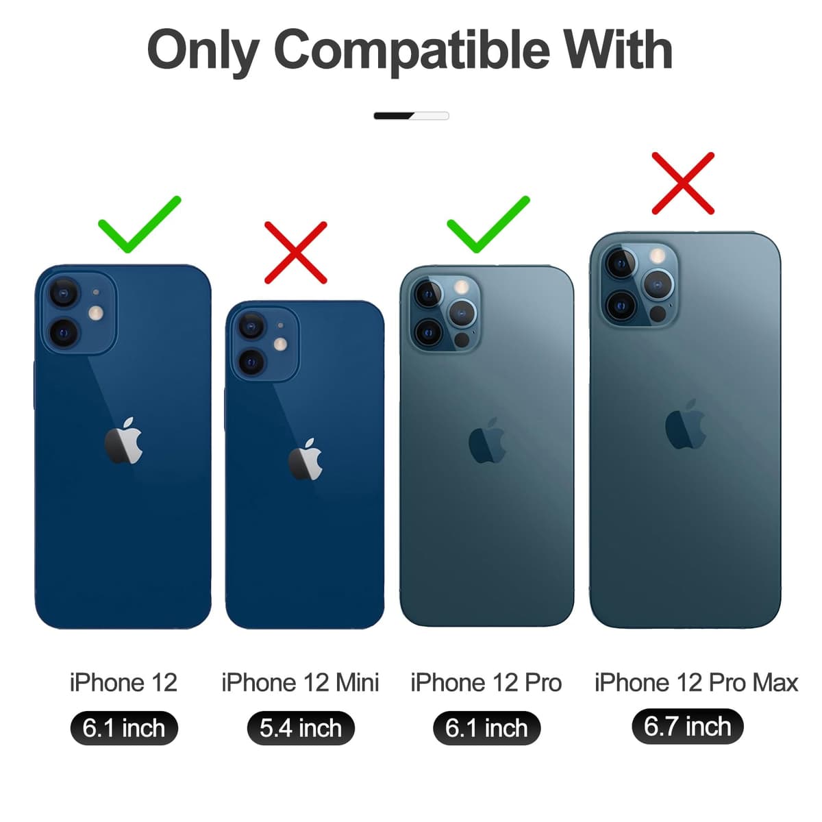 Case for iPhone 12 / iPhone 12 Pro, Classic PU Leather Magnetic Wallet Case, Flip Folio Protective Phone Cover Compatible with iPhone 12 / iPhone 12 Pro, Black — view 2