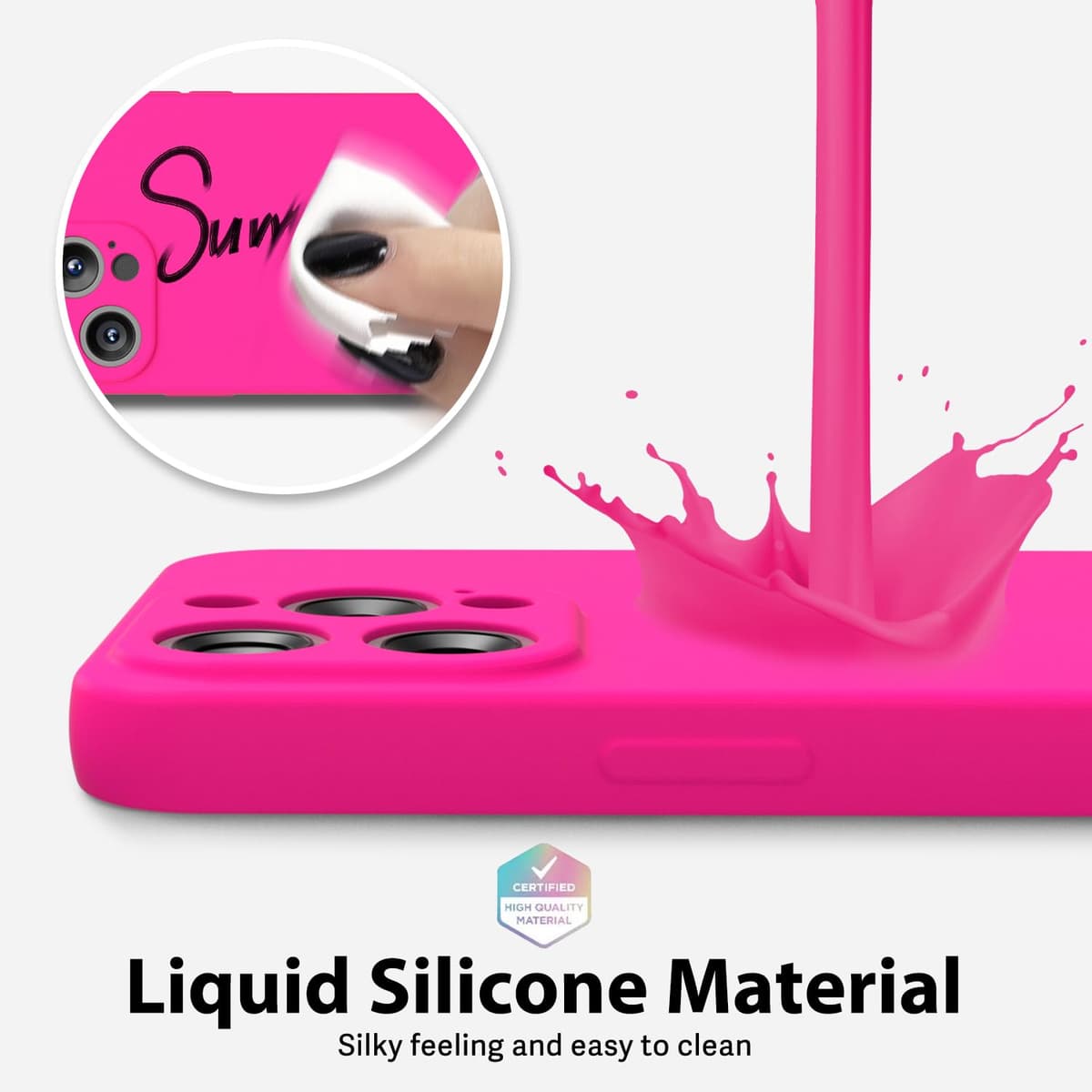 oakxco for iPhone 17 Pro Max Phone Case Liquid Silicone, Cute Thin Slim Grip Soft Rubber Gel for Women Men, Smooth Matte TPU Plain Solid Color Girly Simple Case with Camera Cover, Light Pink — view 1072