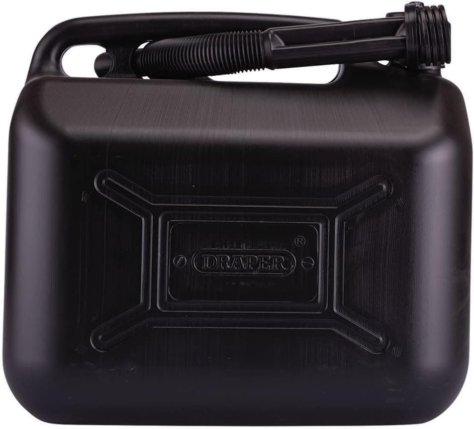 Draper 10L Plastic Petrol Can | Jerry Fuel Diesel Can | Water Container | With Flexible Spout | 09058, Black