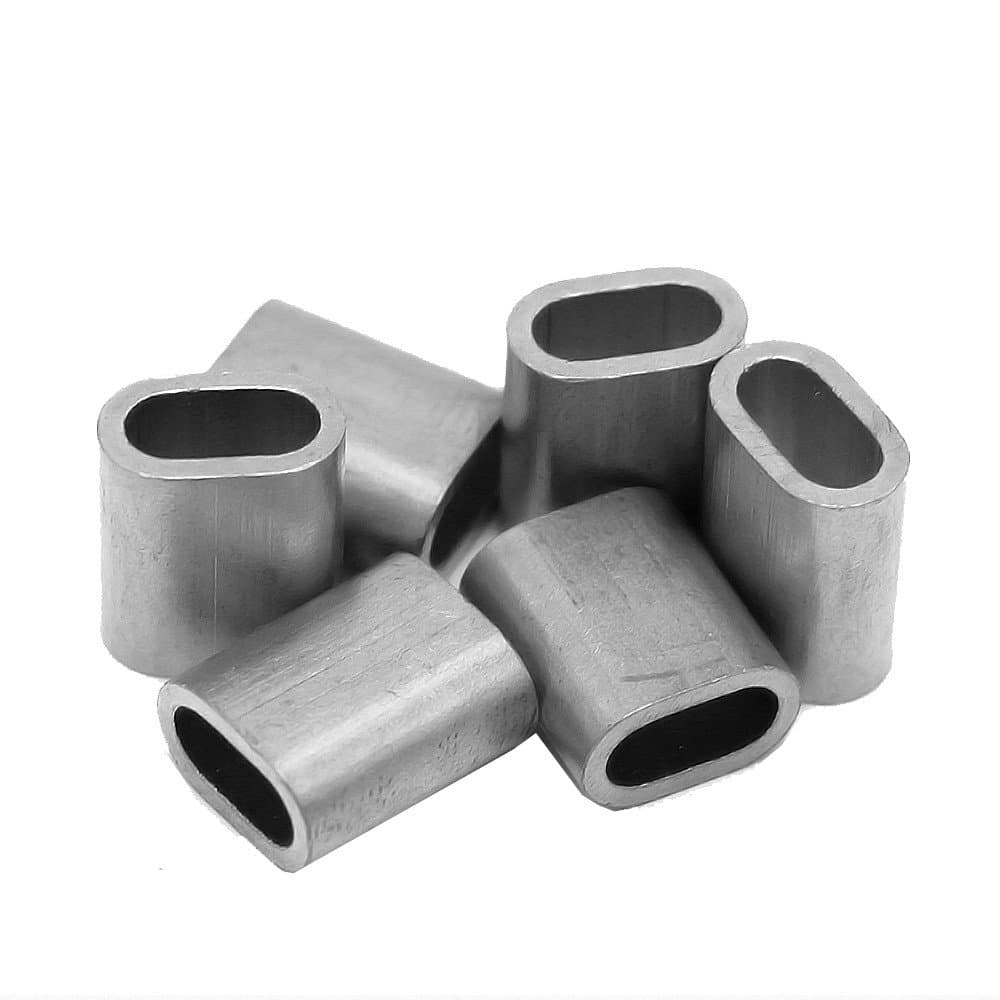50x virolas de aluminio 4 mm | Férulas ovaladas según DIN EN 13411-3 (DIN 3093) | Manguitos de presión, casquillos de aluminio para cables de acero, abrazaderas y conectores de cable