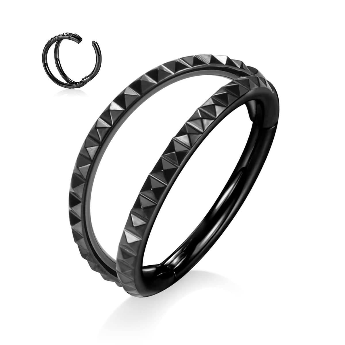 hengkaixuan Triple Double Nose Hoop Ring Sleeper Hoop Earring Helix Rook Conch Cartilage Daith Tragus Earrings Septum Ring Lobe Nose Piercing Jewellery for Women — view 30