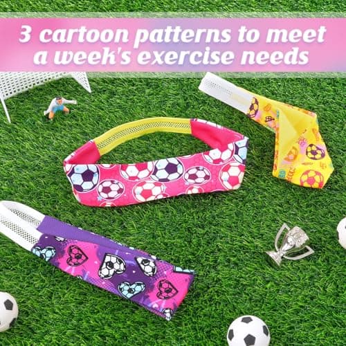 Kids Sports Headbands for Boys - Soccer Sweatbands for Kids, Athletic Headbands for Running, Basketball, Football, and Outdoor Play, Ages 4-9 (Pink&Yellow&Purple, 4-9 Years) — view 4