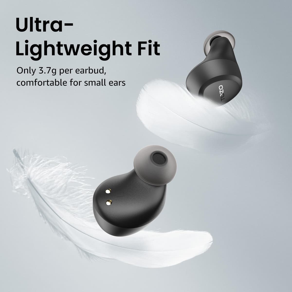TOZO A1 Wireless Earbuds Bluetooth 5.3 Light Weight in Ear IPX5 Waterproof Headphones 2 Mic for AI Calls, Immersive Premium Sound Bass Headset with Charging Case, 32 Presets EQ Customization via App — view 4