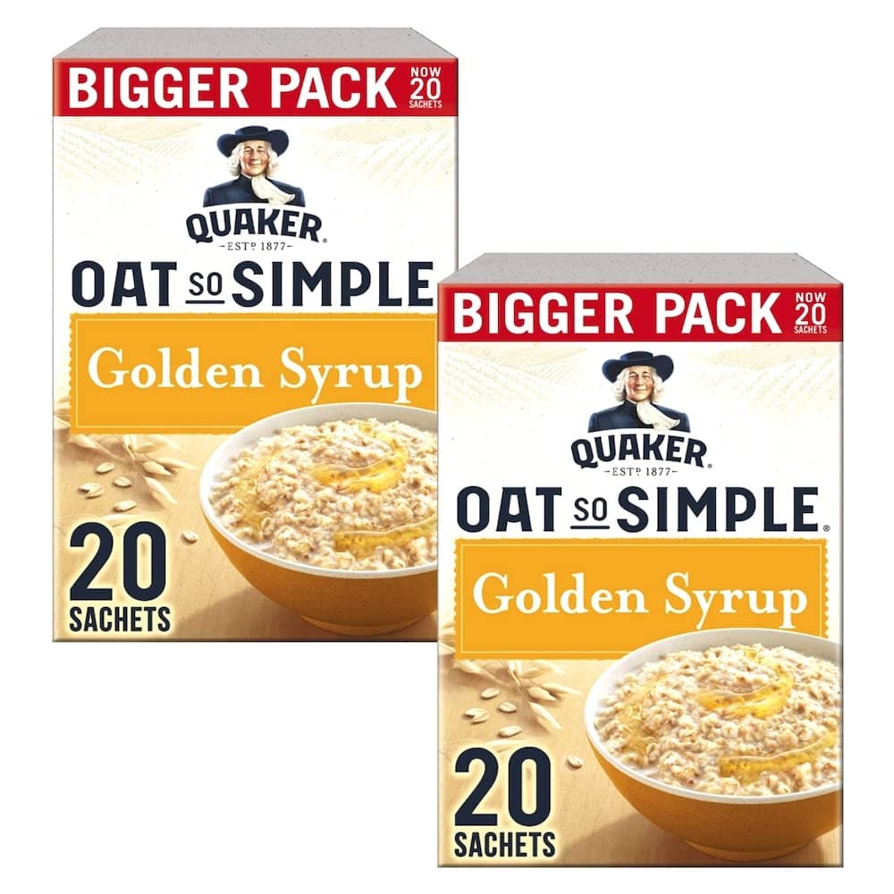 Cleverry set de Gachas de Avena Quaker Oat So Simple Golden Syrup 40 bolsitas x 36g – oatmeal para un desayuno delicioso