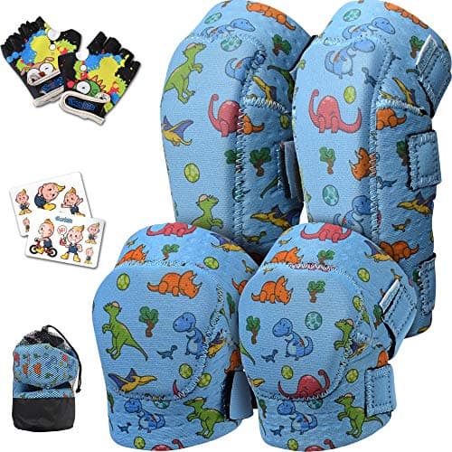 Simply Kids Knee and Elbow Pads Set for Toddlers, Ages 2-8, Unisex, Blue, Ideal for Skateboarding, Rollerblading, Mountain Biking, BMX Biking, Cycling, Protective Gear with Adjustable Velcro Straps