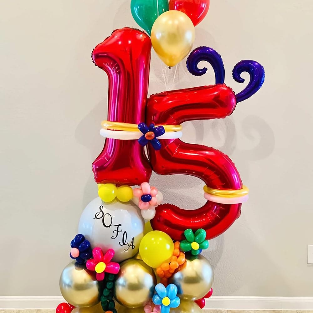 Foil Globo Número 5 Azul 40" (101cm), Inflable Helio o aire, Gigante Numeros 0-9, 10-19, 20-29, 30-100, Grande Globos Decoración para La Boda Aniversario y Cumpleaños Fiestas — view 640