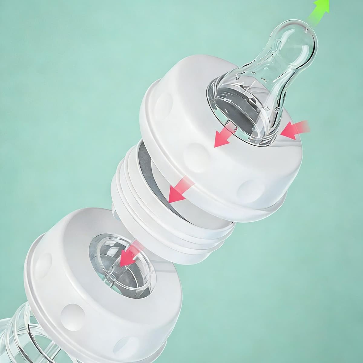 Hands Free Bottle, 240ml Anti Colic Bottles Holder Hands Free, Silicone Leakproof with Nipple Straw, Adjustable Fast Flow Milk Nursing Bottle, for Newborns — view 7