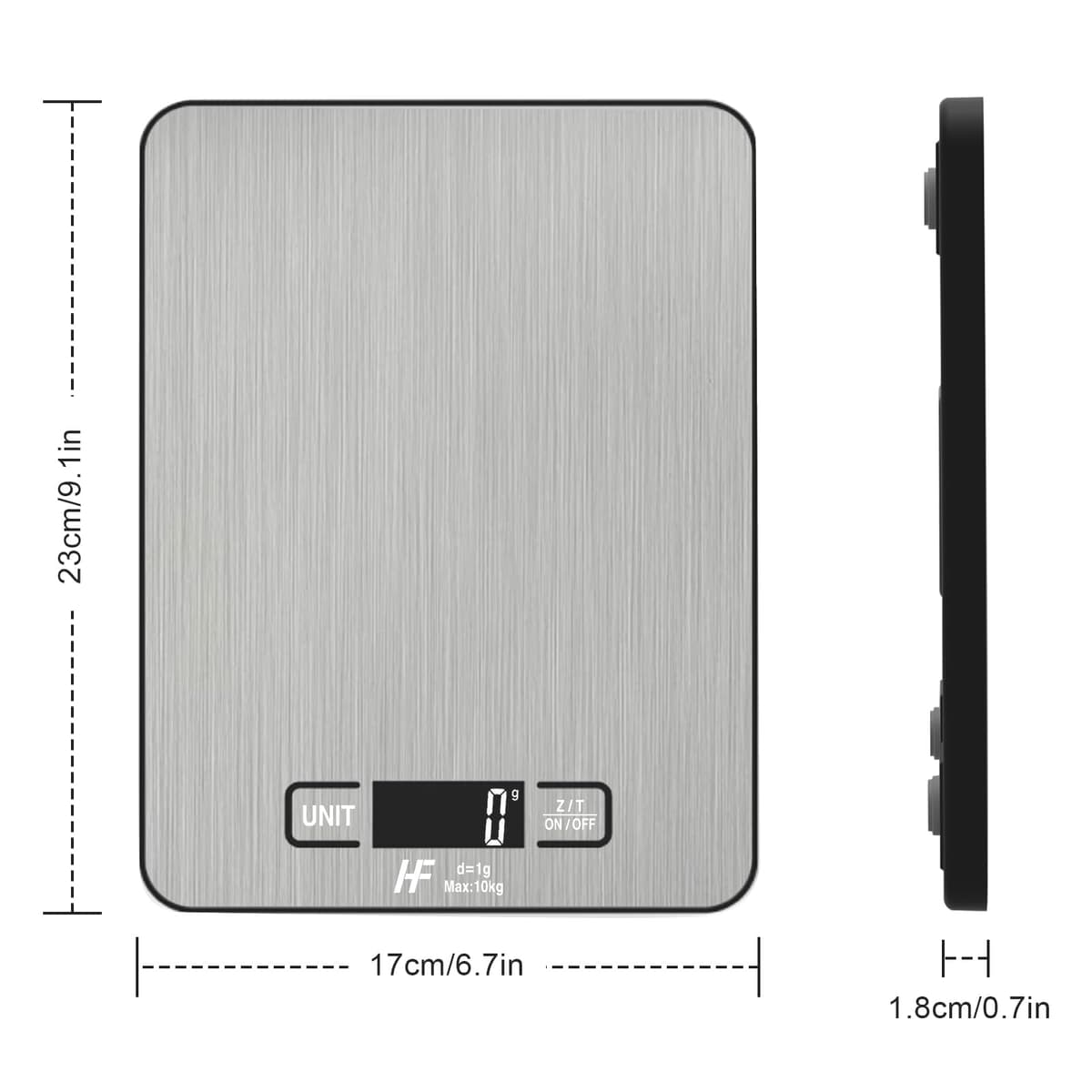 HomeFashion Large 23x17cm 10kg 1g Digital Kitchen Scales Food Scale Stainless Steel Surface With Backlit LCD Display Multifunction for Home Office Use — view 2