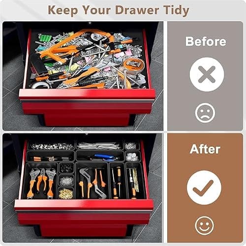 A-LUGEI【Large Size】【5 Pcs】 Tool Box Organizer Tray Divider【Single Size】 Desk Drawer Organizer Bin, Garage Organization and Storage Toolbox for Rolling Tool Chest Cart Cabinet WorkBench Part Widget — view 3