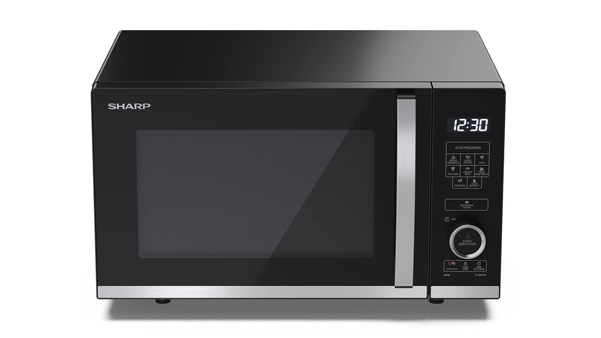 SHARP YC-QS204AU-B Compact 20 Litre 800W Digital FLATBED Microwave, 10 power levels, ECO Mode, defrost function, LED cavity light - Black — view 5