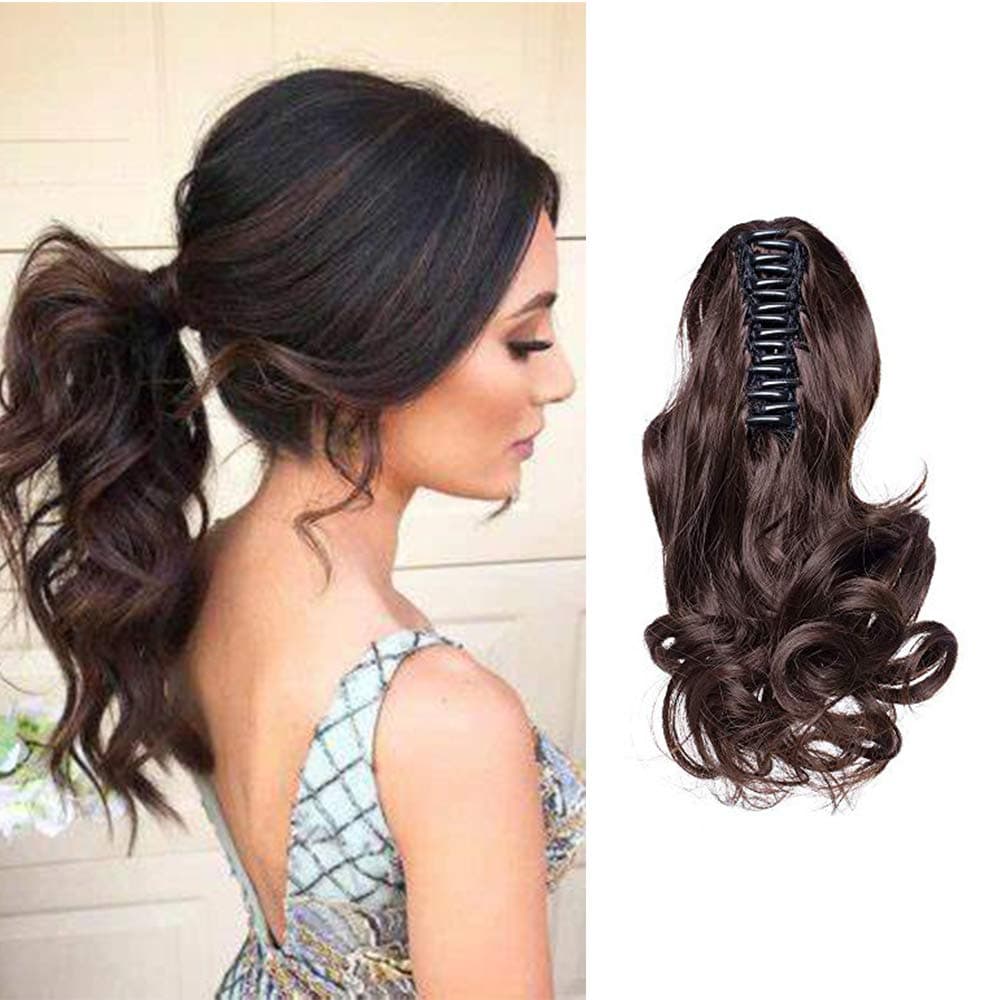 17"(43cm) SEGO Ponytail Long Synthetic Hair Looks Natural [Red Brown/Orange] Clip in Hair Extensions Curly Tail Ponytail Extension (90g) — view 63
