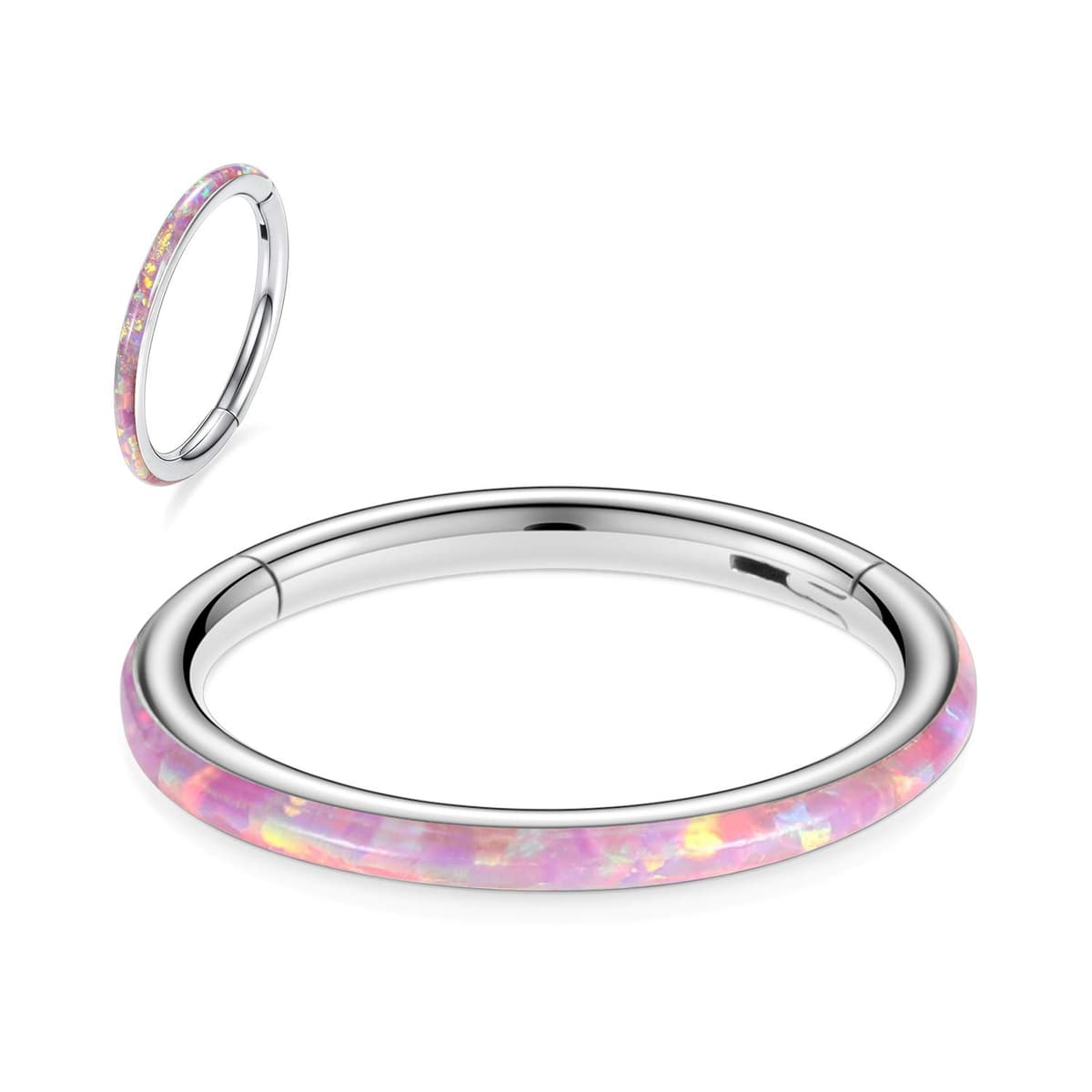 hengkaixuan CZ/Opal Nose Rings Conch Jewellery Septum Clicker 316L Surgical Steel Segment Ring Helix Cartilage Earrings Hoop Daith Tragus Rook Piercing Jewellery — view 88