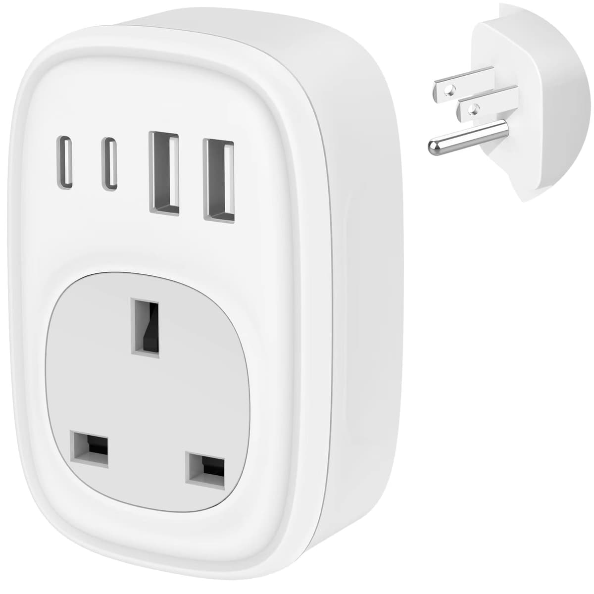 UK to US Plug Adaptor - UK to US Plug Adapter 40W USA Travel Adapter for American Canada Thailand Mexico Colombia 4 in 1 USBC Fast Charger with USB C Port for Phone Pad (Type B) Tusreda