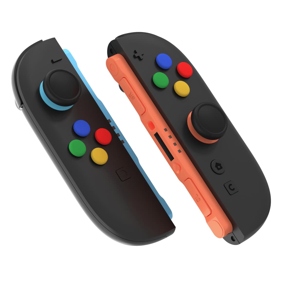 PlayVital Tapas Protectoras de Silicona para Nintendo Switch 2 (2025), 1 Par de Agarres para el Pulgar y 4 Tapas de Botones ABXY Direccionales para Joycon 2, Tapones para Joystick (Negro) — view 9