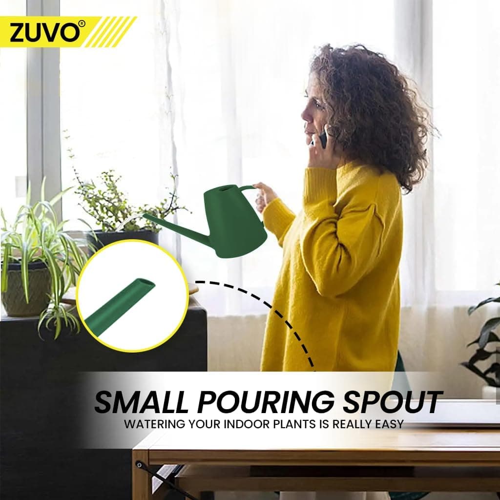 Zuvo Small Watering Can Indoor 1.8L with Long Spout — Mini Watering Can for House Plants, Seedlings & Herbs | Detachable Rose — view 2