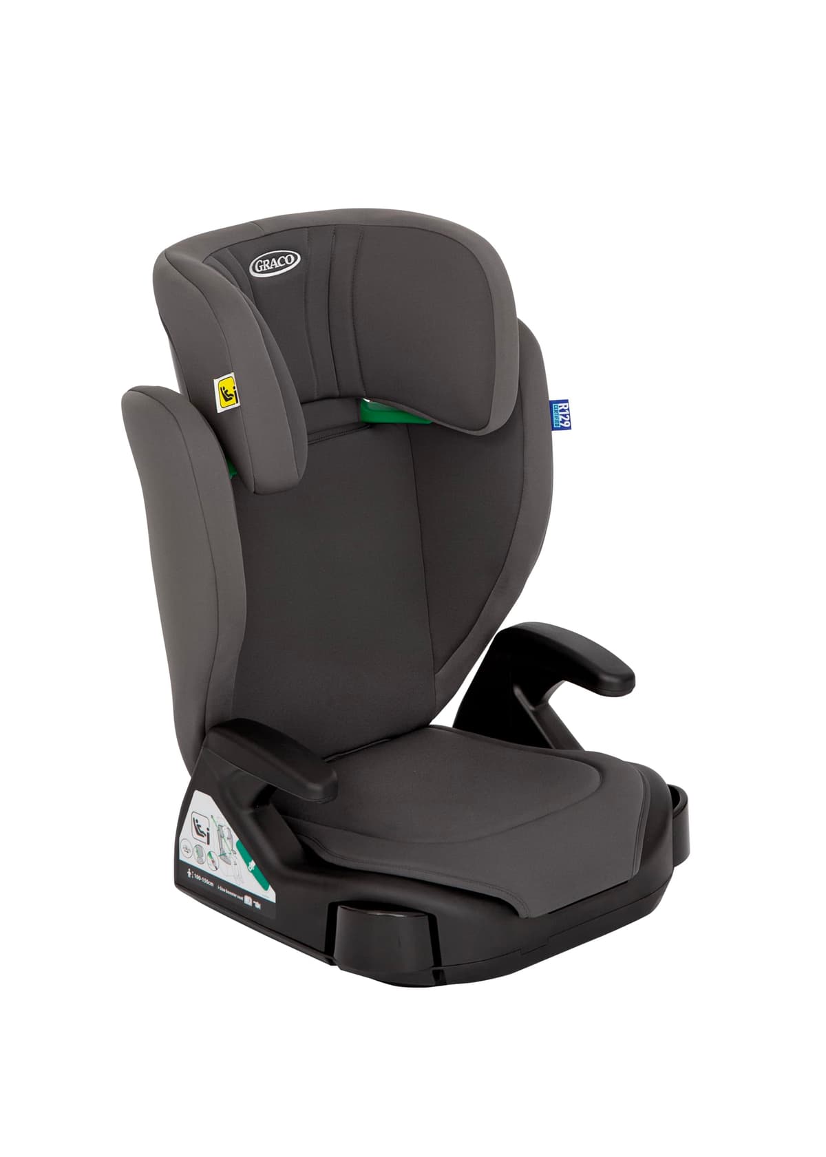 Graco - Junior Maxi i-Size R129 Elevador ligero con respaldo, de 100 a 150 cm de 3,5 a 12 años aprox, color Iron