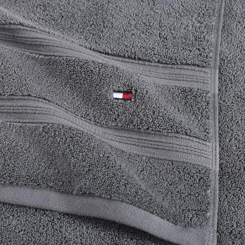 Tommy Hilfiger – Bathroom Towels, Soft Cotton Washcloths, Bath & Hand Towel Set, Zero Twist, Medium Weight & Highly Absorbent, Set of 6, College Dorm Room Essentials (Harborside Charcoal) — view 3