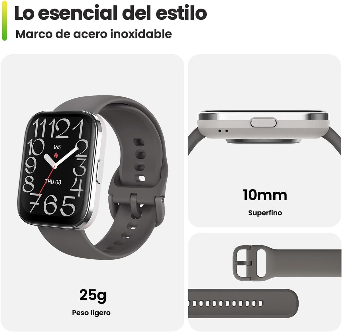 Amazfit Bip 5 Unity Reloj inteligente de actividad física con batería para 11 días, más de 120 modos de deporte, llamadas telefónicas por Bluetooth, monitorización de la salud y esferas personalizable Charcoal Bip 5 Unity