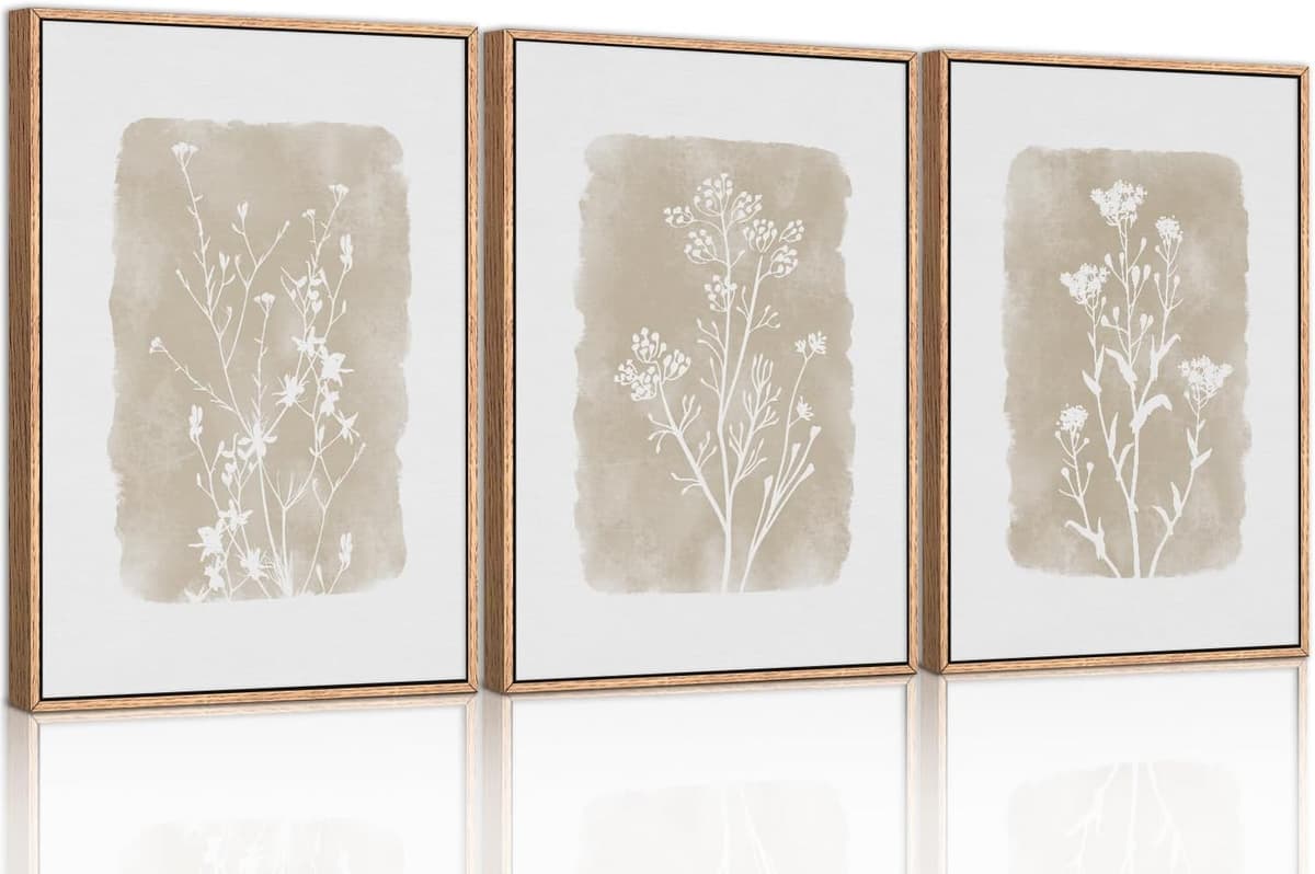 TOARTi Boho Framed Canvas Wall Art Prints, Set of 3 Mid Century Modern Wall Decor, Nature Plants Desert Sun Art Paintings, Bohemian Artwork for Living Room, Bedroom, Dining Room, Office - 12x16 x3 — view 36