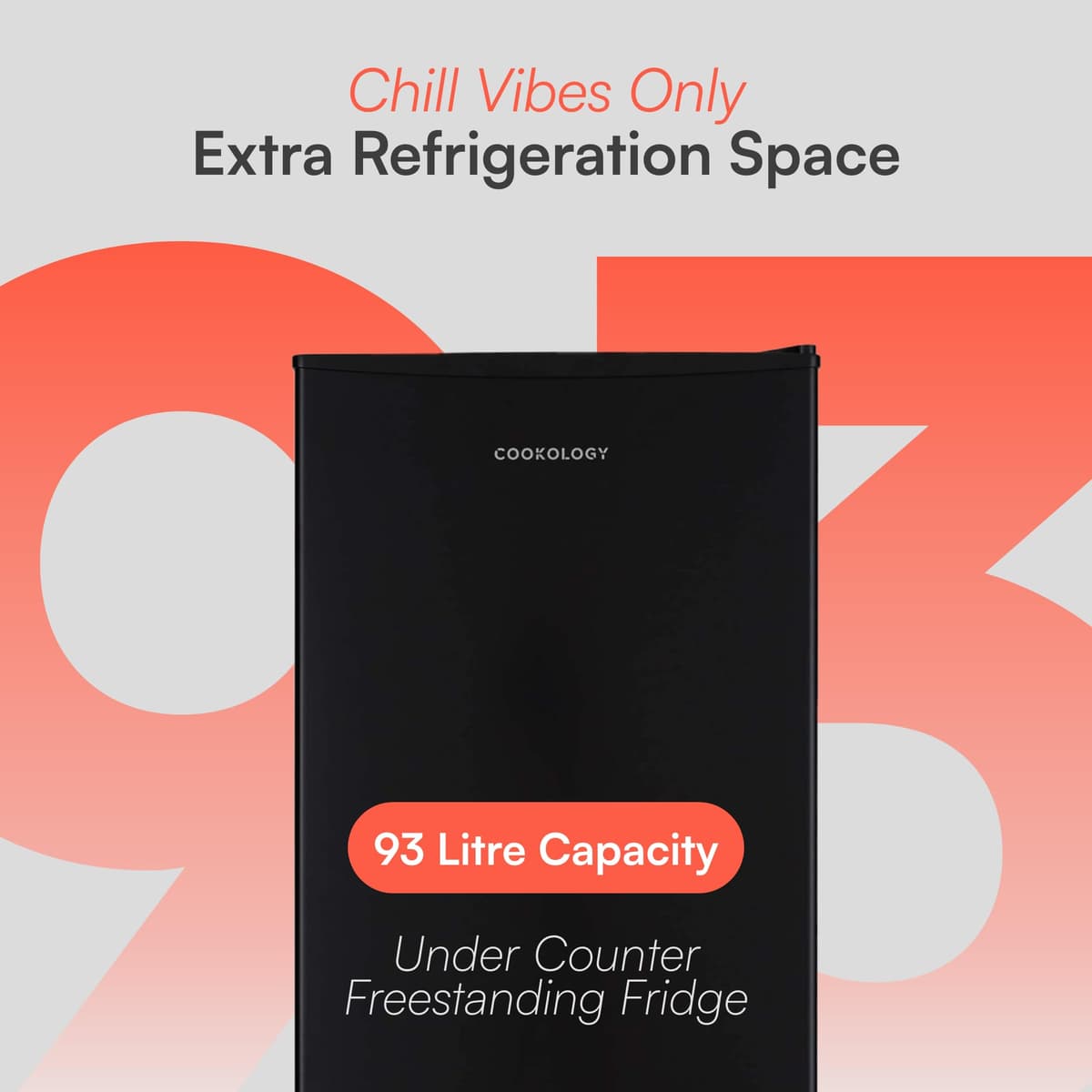 Cookology UCIF93BK Freestanding under counter Fridge in Black - 93 Litre Capacity - Adjustable Temperature Control & Legs - With Chiller Box — view 2
