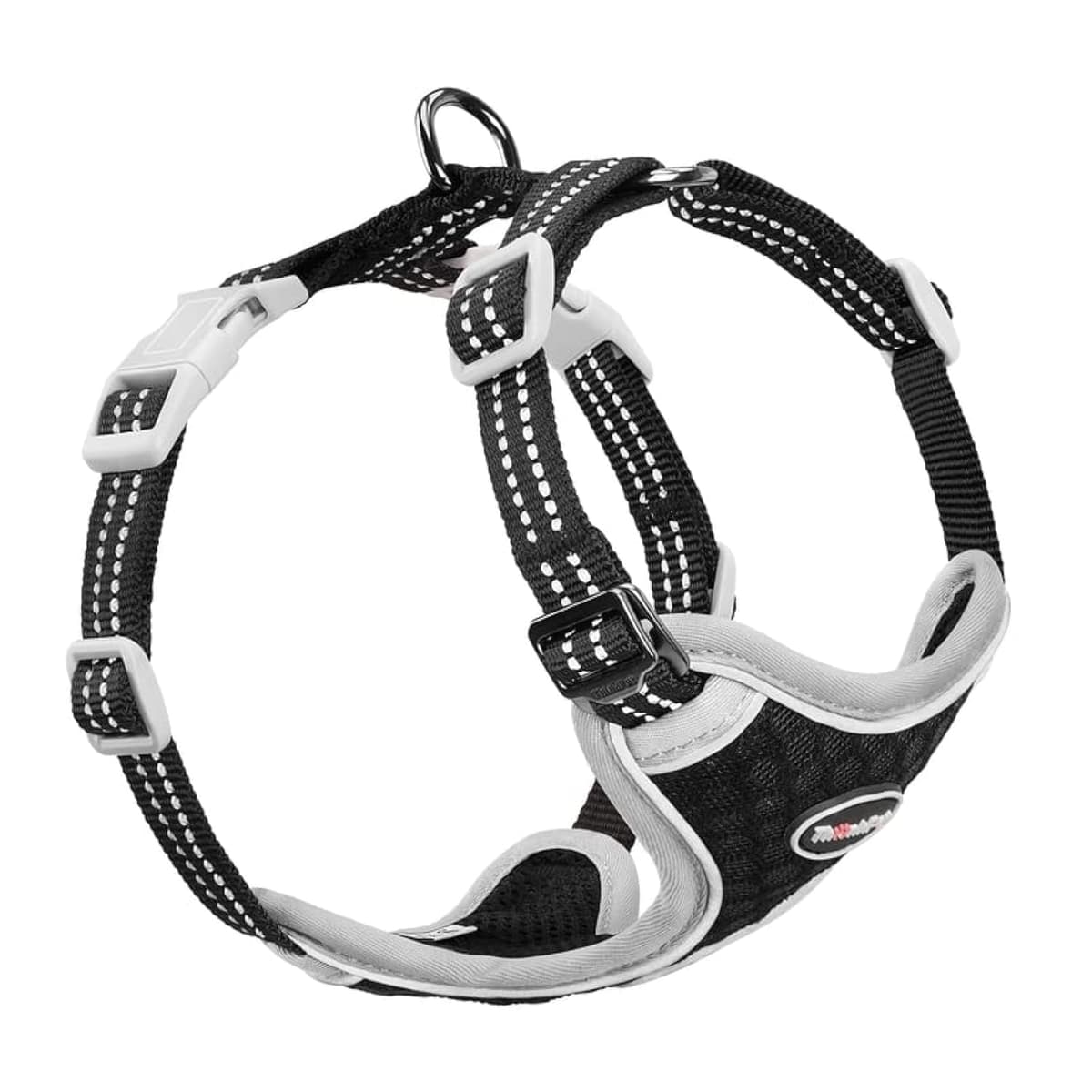 ThinkPet Reflective Breathable Soft Air Mesh No Pull Puppy Choke Free Over Head Vest Ventilation Harness for Puppy Small Medium Dogs (Black,L) — view 4