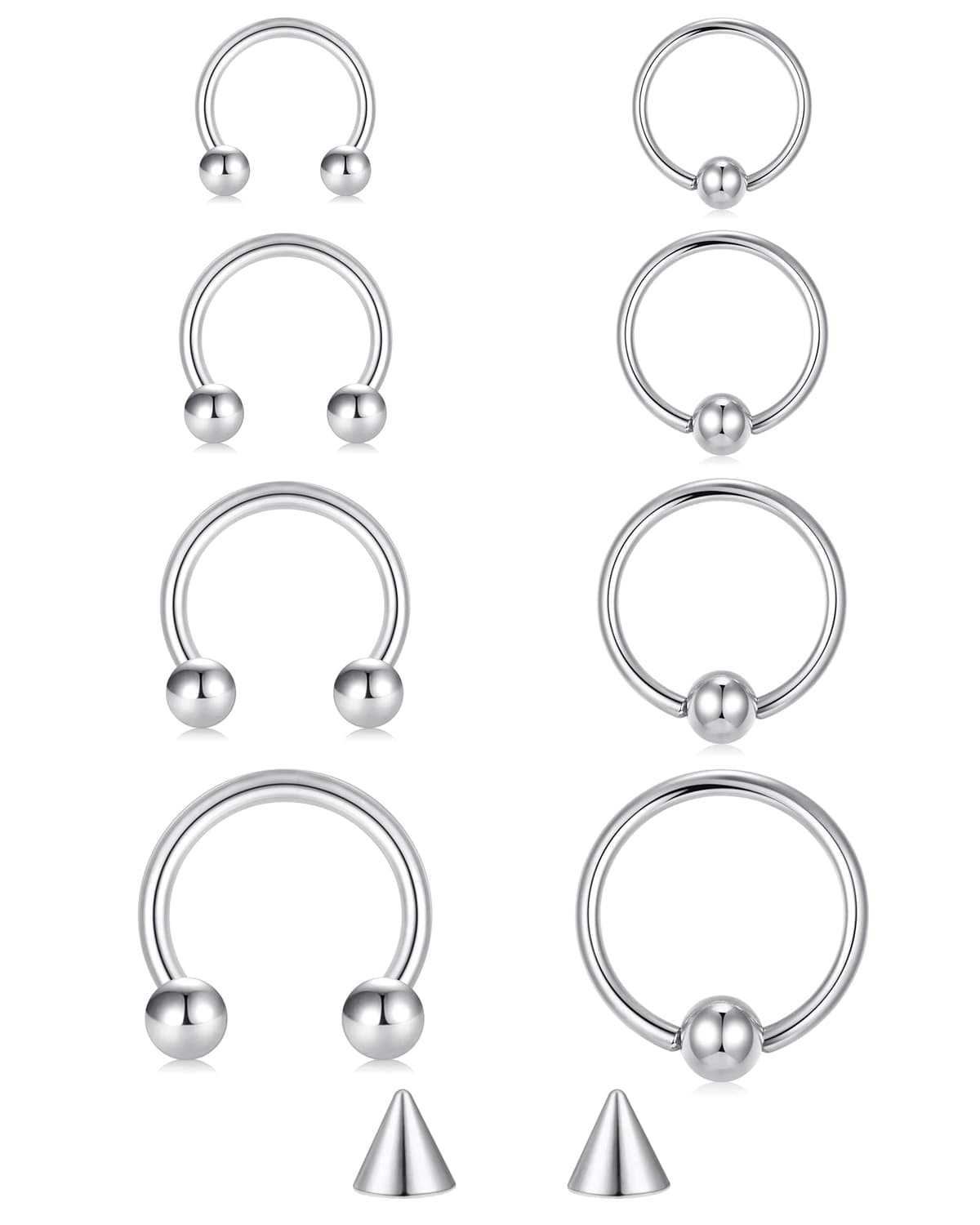 Briana Williams Septum Piercing Aro Nariz Herradura Acero Quirurgico 16G Helix con Bolitas Pendientes de Oreja Plata 6/8/10/12mm — view 13