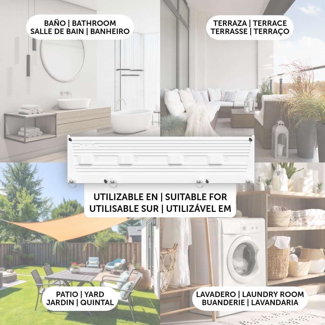 Cuncial TZ-S-4 | Tendedero Automático de Pared 4 Cuerdas | hasta 20 m de Tendido | Extensible 5 m por Cuerda | Blocaje Individual | Interior y Exterior | Compacto y Resistente | Fabricado en España — view 8