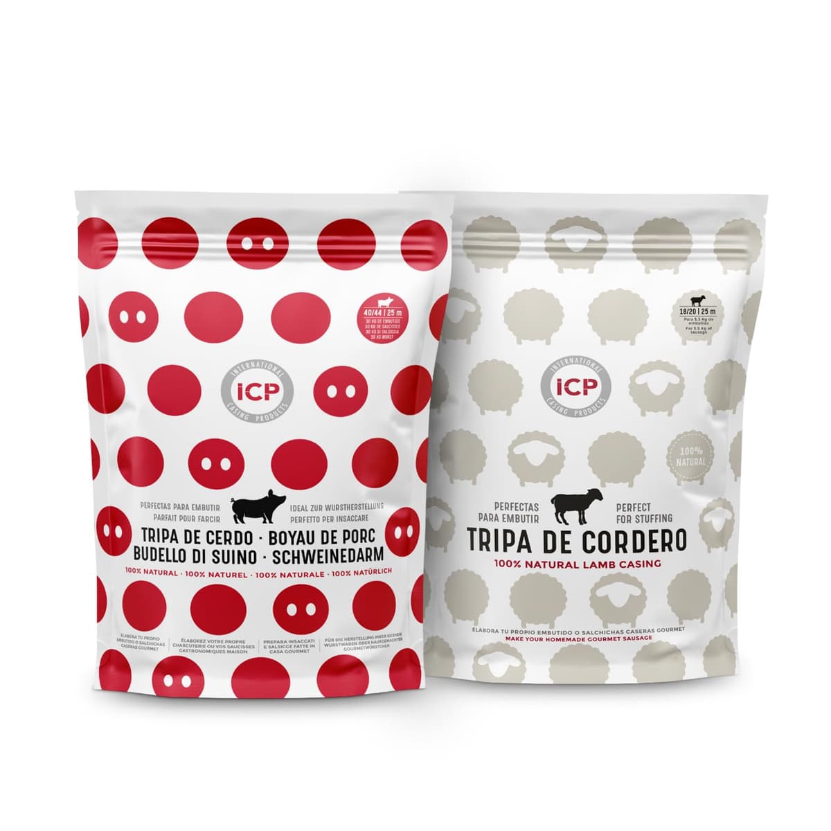 Tripa natural de cerdo para embutidos Caseros 25 m (Pack 40/44 y 18/20)