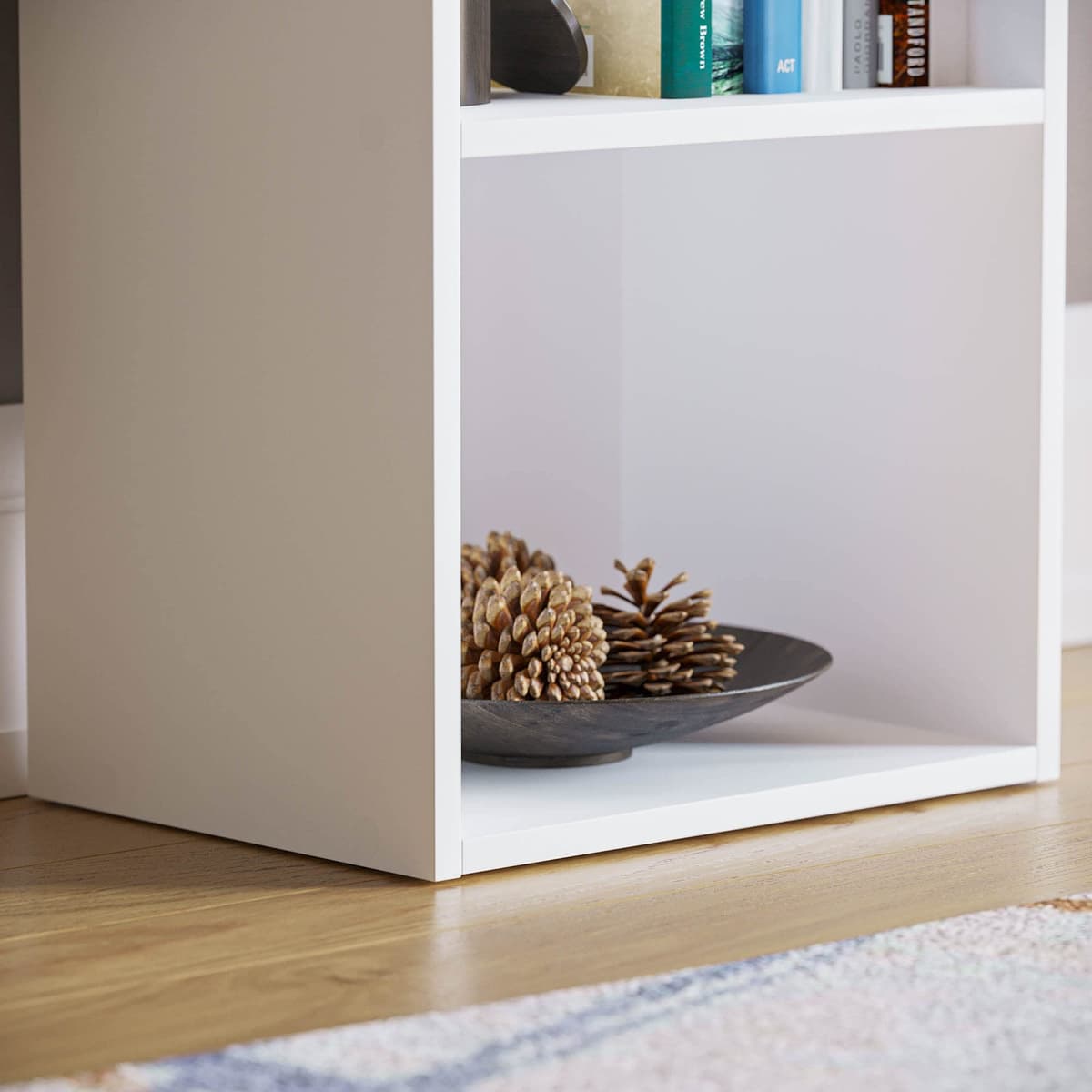 Vida Designs Oxford 3 Tier Cube Bookcase, White Wooden Shelving Display Storage Unit Office Living Room Furniture — view 5