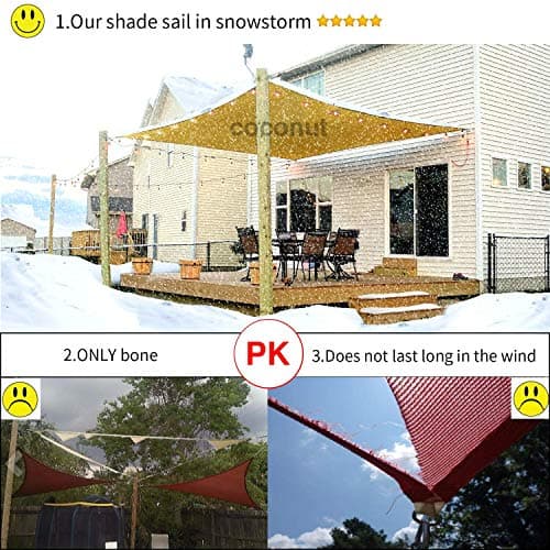 FLY HAWK Sun Shade Sail Rectangle, Patio Sunshade Cover Canopy - Durable Fabric Cloth for Outdoor Garden Yard Pond Pergola Sandbox Deck Courtyard (6' x 8' Rectangle, Sand) — view 4