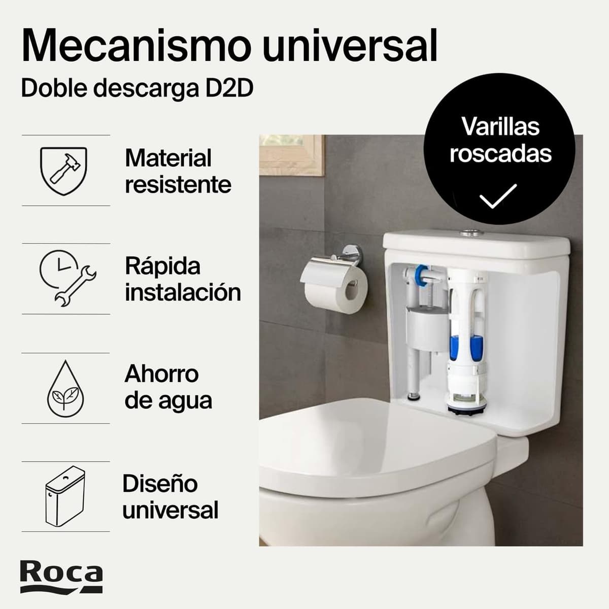 Roca AH0003400R - Kit Mecanismo Descar. D2-D Nr Recambio - Colleción De Baño - Porcelana - Mecanismos — view 2