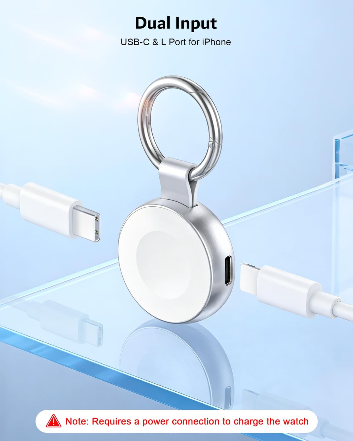 Charger with Keyring for Apple Watch - imodomio Travel Portable Charger for Apple Watch with USB C & iPhone Power Port, Magnetic Wireless Charger for iWatch Series 11/10/9/8/Ultra/7/6/SE — view 3