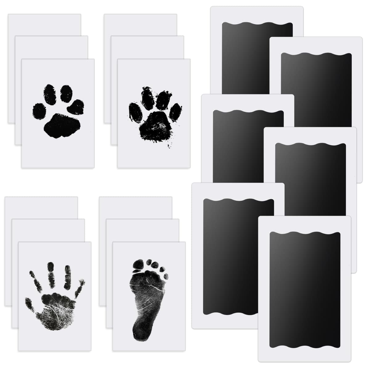Nabance Baby Handprint and Footprint Kit, 3 Ink Pads with Clean-Touch, 6 Imprint Cards, Pet Paw Inkless Print, Safe Non-Toxic for Feet and Hands, Family Keepsake - Black — view 9