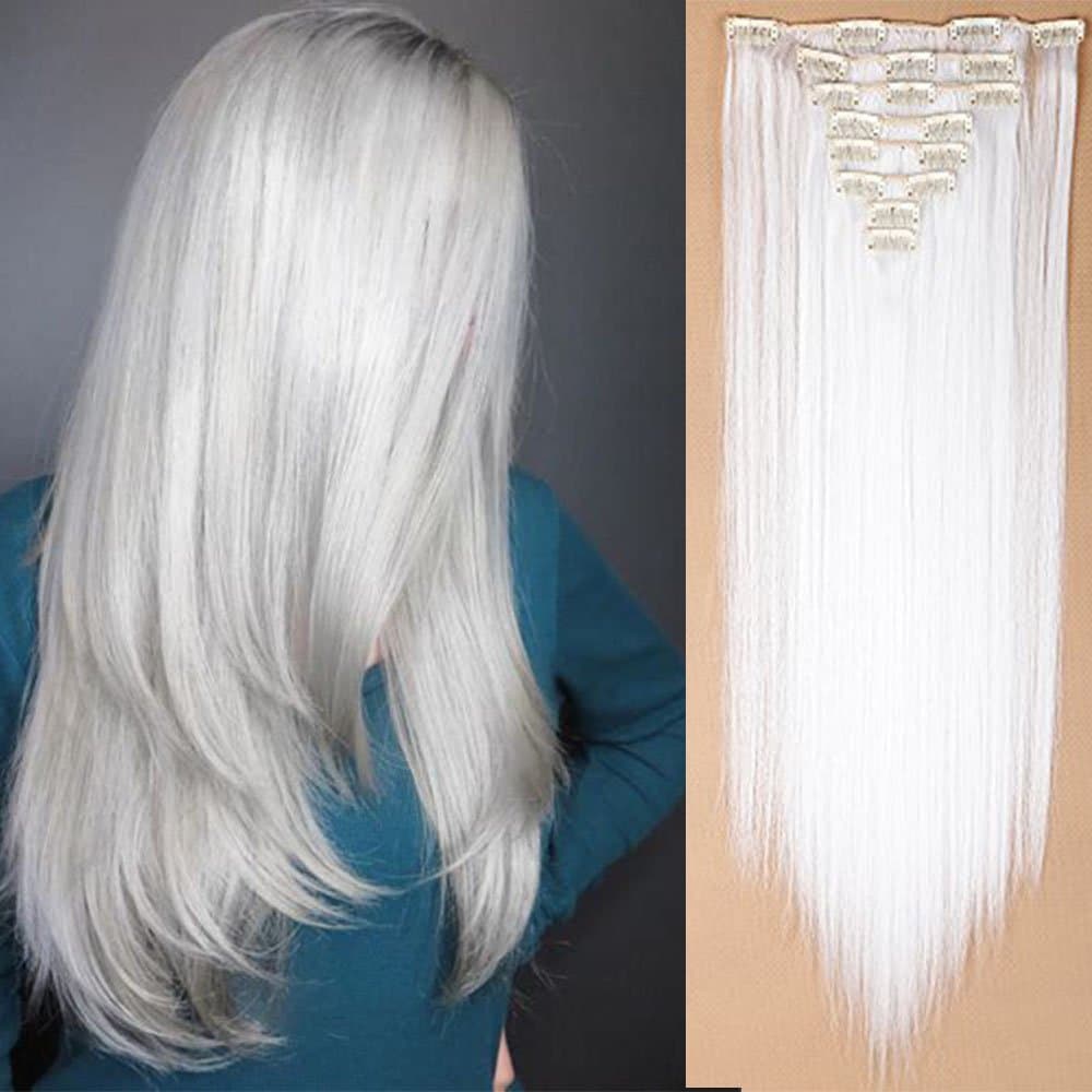24"(60cm) SEGO Extensiones de Cabello Clip de Pelo Sintético Se Ve Natural 8 PCS [Sandy Rubio mezcla Blanqueador Rubio] Rizado Ondulado Largo Postizos Pelucas (140g) — view 47