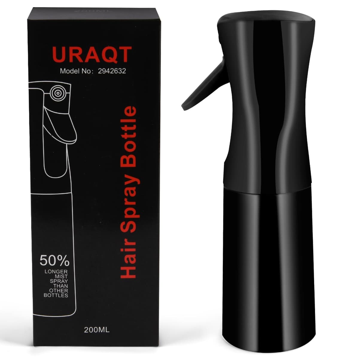 URAQT Botella Pulverizador Agua Peluqueria, 200ml Fina Niebla, Spray Continuo para el Cabello, sin BPA, uso 360°, Botella Pulverizadora, Frascos Vacio Recargable para Peinado, Planta, Limpieza, negro — view 8