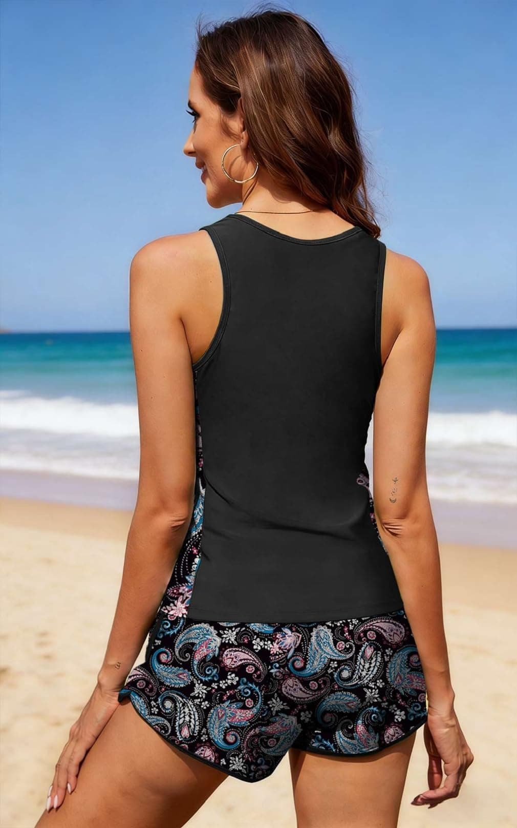 CheChury Tankinis Mujer Tallas Grandes Traje de Baño 2 Piezas Bañador Reductor Vientre Plano Bikini Push Up con Shorts Conjuntos de Tankini Sport Bañadores Dos Piezas Deportivos Mujer Natacion Playa — view 3
