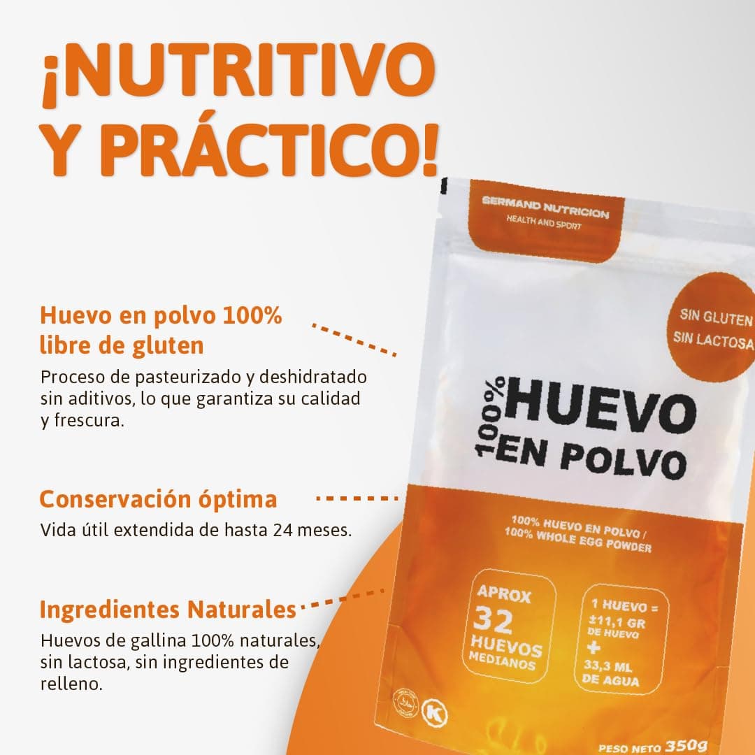 Huevo en polvo | Bolsa de vacío | Huevo en Polvo | Huevos Pasteurizados Sin Gluten | Huevo Deshidratado | Sin Aditivos | Productos Sin Lactosa | Presentación en Bolsas Zip (350 GR) — view 3