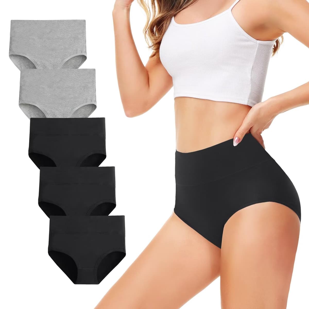 Underwear Women High Waisted Knickers for Women 5 Pack Ladies Full Briefs Soft Cotton Pants No Itchy Labels — view 13