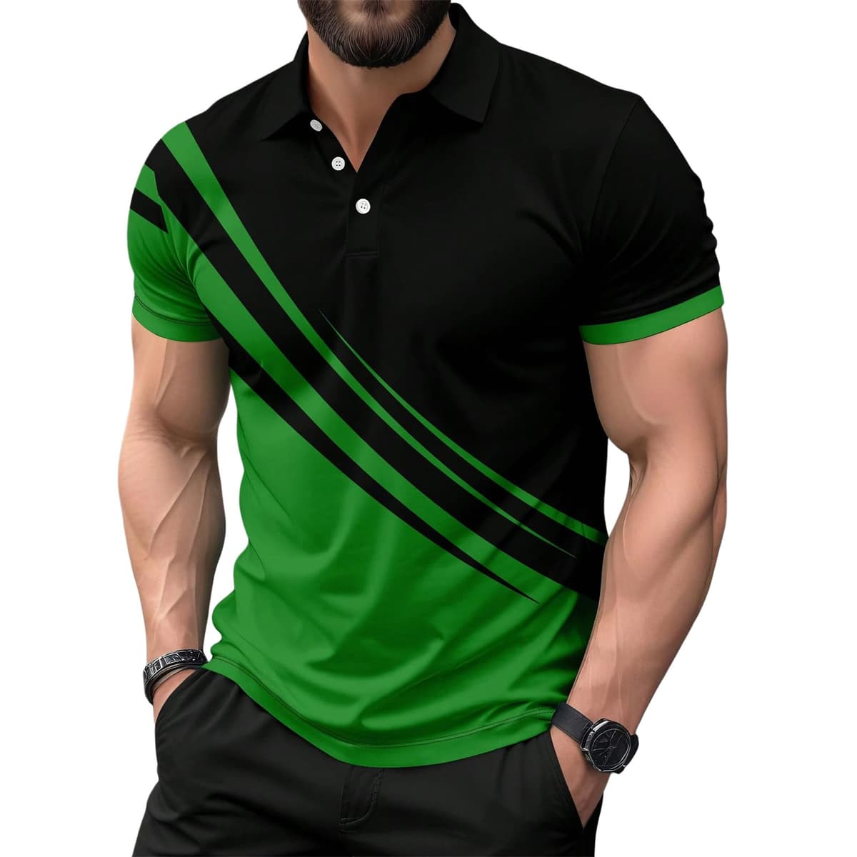 Polo Hombre Manga con Bolsillo en el Pecho Golf Polo Transpirable de Secado Rápido Poloshirt Deporte Hombre Slim Fit Tshirt Verano Camisa Hombre — view 10