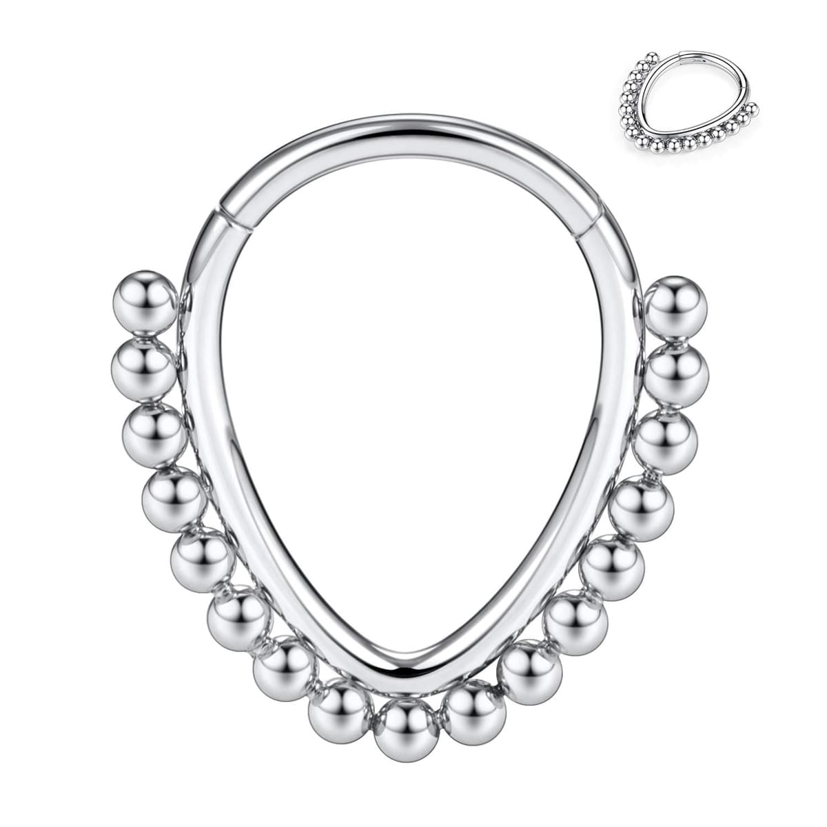hengkaixuan Teardrop Daith Earrings Septum Jewellery Nose Hoop Ring Surgical Steel Daith Rook Tragus Piercing Jewellery Septum Clicker Ring Small Hoop Earring — view 15
