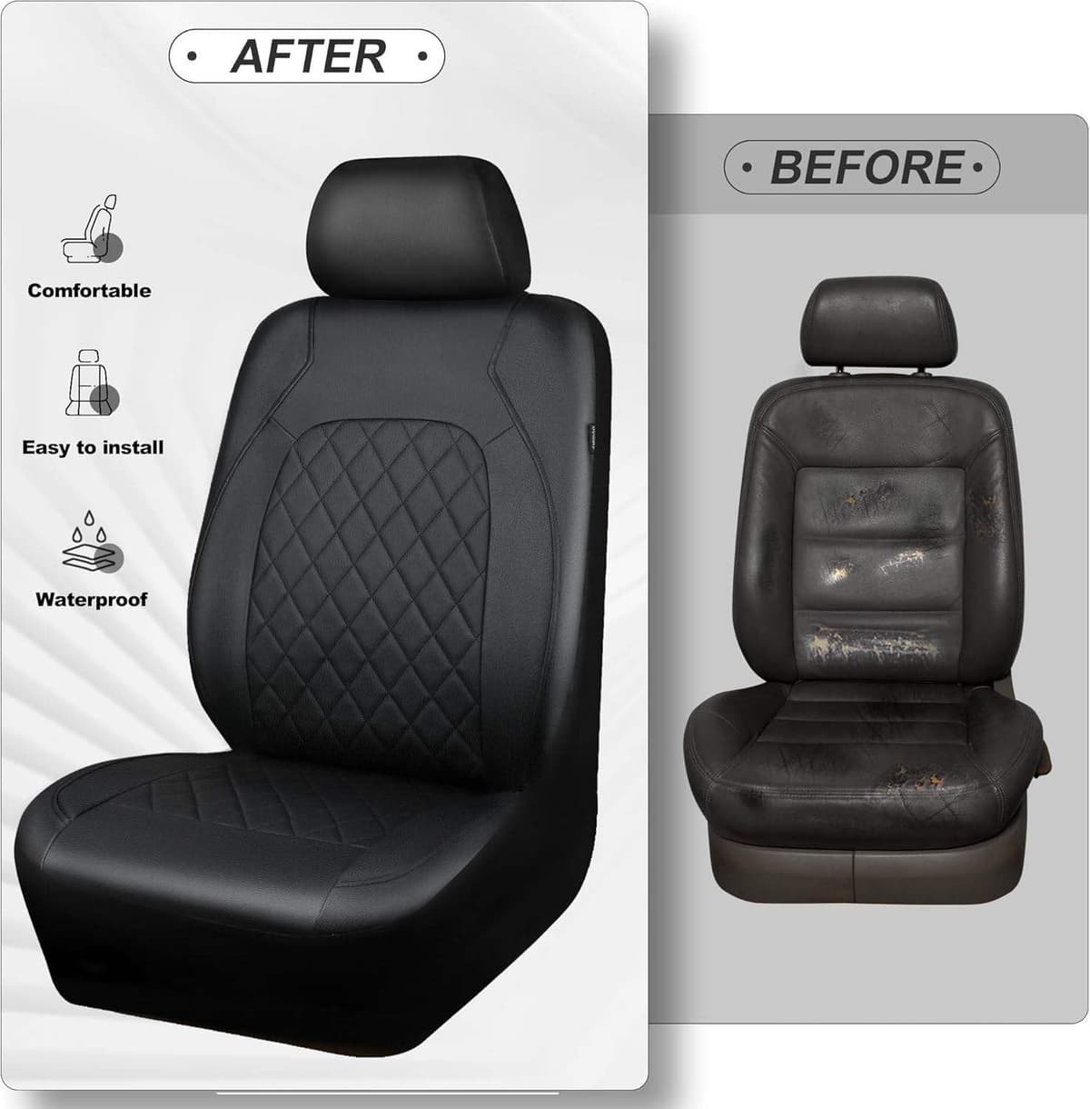 Fundas de Asiento Delantero Coche para Hyundai iX-20 ix20, Cubreasientos Protectores Transpirables Compatibilidad Airbag Todas Estaciones,Black — view 2