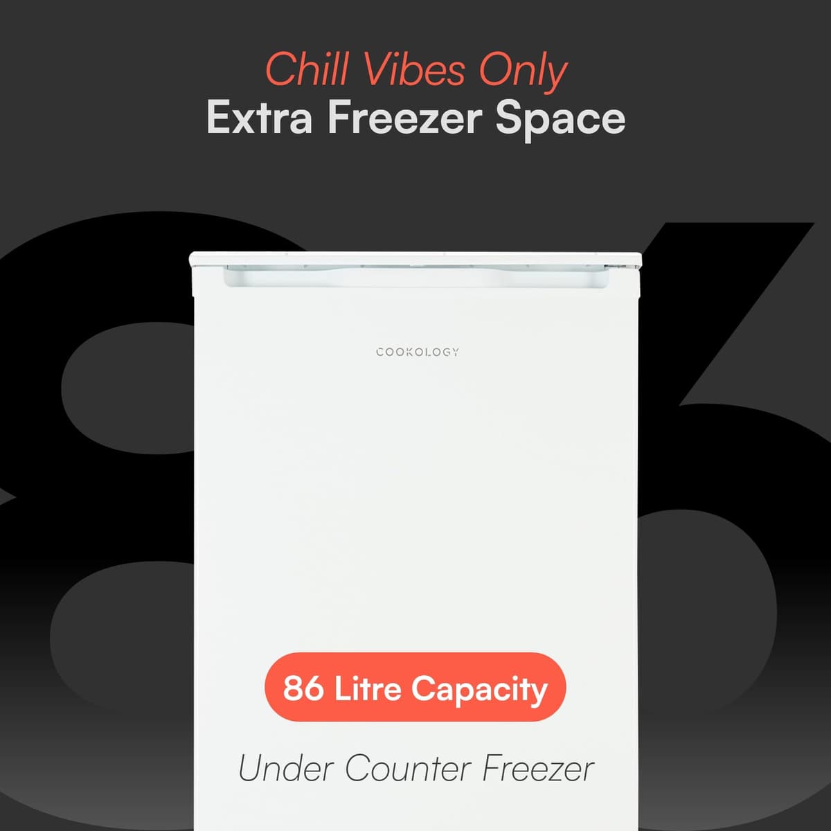 Cookology UCFZ86WH Freestanding Undercounter Freezer - 55cm Width / 86 Litre Capacity -Practical Reversible Door - 3 Large Freezer Drawers - 4 Star Rating - White — view 2
